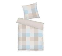 Tom Tailor Linge de lit en Flanelle, 80 x 80 cm + 155 x 220 cm, 100% Coton/Flanelle, avec Motif réversible et Fermeture éclair colorée, Bold Mosaic Beige, Bleu Clair (Nature, Sunny Sand & Sky Blue)