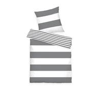 TOM TAILOR Linge de lit en renforcé, 80x80 cm + 155x220 cm, 100% Coton/renforcé, avec Motif réversible et Fermeture éclair de Marque, Siena Blanc, Gris