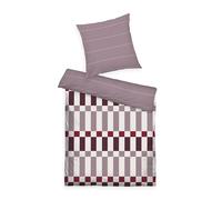 Tom Tailor Linge de lit Soft Renforcé, 70 x 90 cm + 140 x 200 cm, 100% Coton/renforcé, avec Motif réversible et Fermeture éclair colorée, Bold Check Violet, Prune (Cozy Mauve, Plum & Off White)