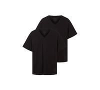 Tom Tailor Lot de 2 t-Shirts à col en V en Coton pour Homme, 29999-Noir, L