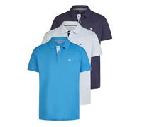 TOM TAILOR Lot de 3 polos à manches courtes pour homme, en coton, coupe régulière, pour l'été, basique, uni, blanc, bleu, noir, olive, gris, tailles S, M, L, XL, XXL, 3XL, L