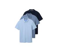 TOM TAILOR Lot de 3 polos piqué basiques pour homme, Calm Cloude Blue/Stonigton Blue/Sky Captain, 3XL