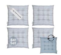 TOM TAILOR Lot de 4 coussins d'assise pour chaise - 40 x 40 cm - Bleu - Coussins de chaise confortables pour salle à manger et cuisine - Lavable jusqu'à 30 °C - Certifié Öko-Tex - Pour meubles de