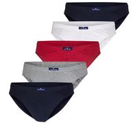 Tom Tailor Mini slip homme Bikini – Navy-Blanc-Rouge (7249) – Medium, lot de 5