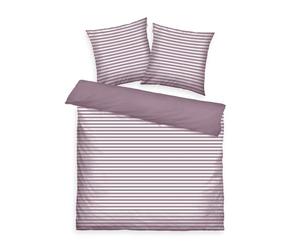 TOM TAILOR Parure de lit, 2*80x80 cm + 200x220 cm, 100% coton/renforcé, avec motif réversible et fermeture éclair de marque colorée, MEDIUM STRIPES Lilas, Blanc (Cozy Mauve & Crisp White)