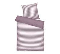 TOM TAILOR Parure de lit, 80x80 cm + 135x200 cm, 100% coton/renforcé, avec motif réversible et fermeture éclair de marque colorée, MEDIUM STRIPES Lilas, Blanc (Cozy Mauve & Crisp White)