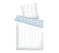TOM TAILOR Parure de lit, 80x80 cm + 155x220 cm, 100% coton/renforcé, avec motif réversible et fermeture éclair de qualité colorée, LARGE CHECK Blanc, Bleu ciel (Crisp White & Sky Blue)
