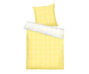TOM TAILOR Parure de lit, 80x80 cm + 155x220 cm, 100% coton/renforcé, avec motif réversible et fermeture éclair de marque colorée, MLARGE CHECK Jaune, Blanc (Light Lemon & Crisp White)