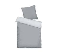 TOM TAILOR parure de lit en satin, 80x80 cm + 155x220 cm, 100% coton, passepoil et broderie logo, fermeture éclair, FINE STRIPES Gris Clair, Gris Foncé (Gris Intense & Gris Clair)