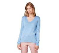Tom Tailor Pull col V logo devant 1012976 Bleu 3XL Femme