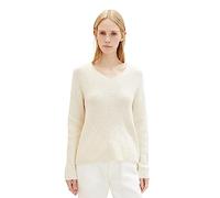 TOM TAILOR 1039242 Pull Basique avec col en V, 10354-soft Beige Solid, XL Femme