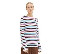 Tom Tailor Pull Basique en Tricot en Coton Bio pour Femme, 33979 - Mauvy Ottoman Stripe, S