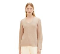TOM TAILOR Pull en Tricot à col en V pour Femme 1042956, 33962 - Doeskin Melange, XS