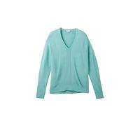 TOM TAILOR Pull en Tricot Basique avec col en V, 10426-Summer Teal, L Femme
