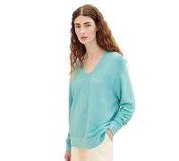 TOM TAILOR Pull en Tricot Basique avec col en V, Bleu Sarcelle (10426), M Femme