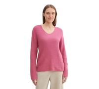 TOM TAILOR Pull en Tricot RIPP pour Femme avec col en V, 35895 - Mélange de Velours Rose, L