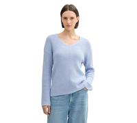 TOM TAILOR Pull en Tricot RIPP pour Femme avec col en V, 36520 - Kentucky Blue Melange, S