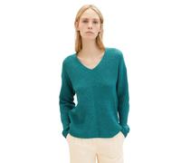 TOM TAILOR Pull Femmes Tricoté Col V - Coupe Régulière Bleu Vert GRIS S M - XXL
