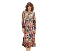 TOM TAILOR Robe en Maille pour Femme avec Motif, 32367 - Gris/Orange Tie Dye Floral, 42