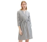 Tom Tailor Robe Rayée Col V Manches 3/4 Regular Fit Viscose 34-46