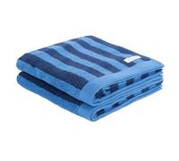 Tom Tailor Serviette à Main, Lot de 2, 50x100 cm, 100% Coton/Eponge, avec Attache, Color Bath Towels Medium Stripes Bleu (Dark Navy & Cool Blue)