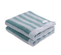 Tom Tailor Serviette à Main, Lot de 2, 50x100 cm, 100% Coton/Eponge, avec Attache, Color Bath Towels Medium Stripes Turquoise (Fresh Sage & Smokey Sage)