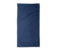TOM TAILOR Serviette de Fitness, 50x100 cm, 80% polyester, 20% polyamide/ microfibre, avec fine couture en chaîne et logo en relief, SPORTS TOWEL Bleu (Dark Navy)
