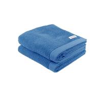 TOM TAILOR Serviette, Lot de 2, 50 x 100 cm, 100% coton / éponge, avec accroche et étiquette avec logo, COLOR BATH TOWEL Bleu (Cool Blue)