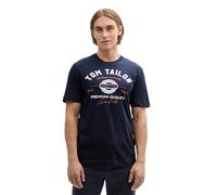 TOM TAILOR T-Shirt bleu nuit / mandarine / blanc, Taille M