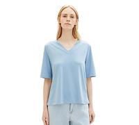 TOM TAILOR Shirt Basique à col en V pour Femme, 26320-bleu de Pierre, S Dames