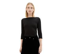 TOM TAILOR Shirt Basique Femme Manches 3/4, 14482-noir Profond, L Dames
