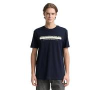 TOM TAILOR Shirt Coupe Slim en Denim pour avec Logo imprimé en Coton, 10668-capitaine du Ciel Bleu, M pour des Hommes