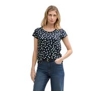 TOM TAILOR T-Shirt à col Rond pour Femme, 37823 - Bleu Marine à Pois, S