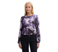 TOM TAILOR T-Shirt à Manches Longues pour Femme avec Manches Ballons, 37089 - Design Nuageux Lilas Gradient, L