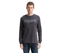 Tom Tailor T-Shirt à Manches Longues pour Homme avec Logo imprimé, 10899 - Tarmac Grey., XXL