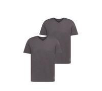 TOM TAILOR Hommes Lot de 2 t-shirts basiques avec col en V 1008639, 11086 - Dark Grey Melange, XL