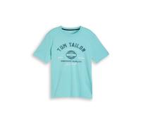 TOM TAILOR T-Shirt aqua / noir / blanc, Taille M