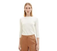 TOM TAILOR Shirt Basique Femme Manches 3/4, 10315-Murmure Blanc, XXL Dames