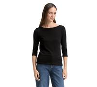 TOM TAILOR T-Shirt Basique à Manches 3/4 pour Femme, 14482-Deep Black, S