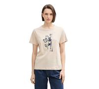 TOM TAILOR T-Shirt Basique pour Femme avec imprimé, 21650 - Beige d'été, XL