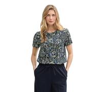 TOM TAILOR 1045534 T-Shirt, 37369-Structure Multicolore à Pois Bleu Marine, S Femmes