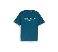 TOM TAILOR T-Shirt bleu foncé / blanc, Taille S
