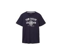 TOM TAILOR T-Shirt bleu foncé / blanc, Taille XL