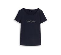 TOM TAILOR T-shirt bleu marine / argent, Taille XS