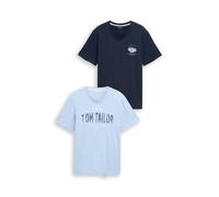 TOM TAILOR T-Shirt bleu marine / bleu clair / blanc, Taille S