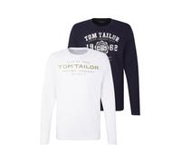 TOM TAILOR Hommes Lot de 2 t-shirts à manches longues 1034857, 10690 - Knitted Navy, S