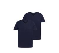 TOM TAILOR Hommes Lot de 2 t-shirts basiques avec col en V 1008639, 10302 - Dark Blue, L