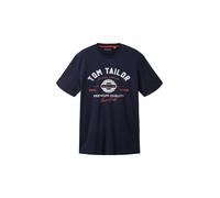 TOM TAILOR T-Shirt bleu nuit / mandarine / blanc, Taille L