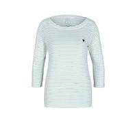 TOM TAILOR 1024035 T-shirt à Manches Longues avec Rayures Femme ,26035 - White Green Small Stripe ,XXL