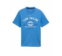 TOM TAILOR T-Shirt pour Homme avec Logo imprimé en Coton, 11356 - Bleu Saphir, S